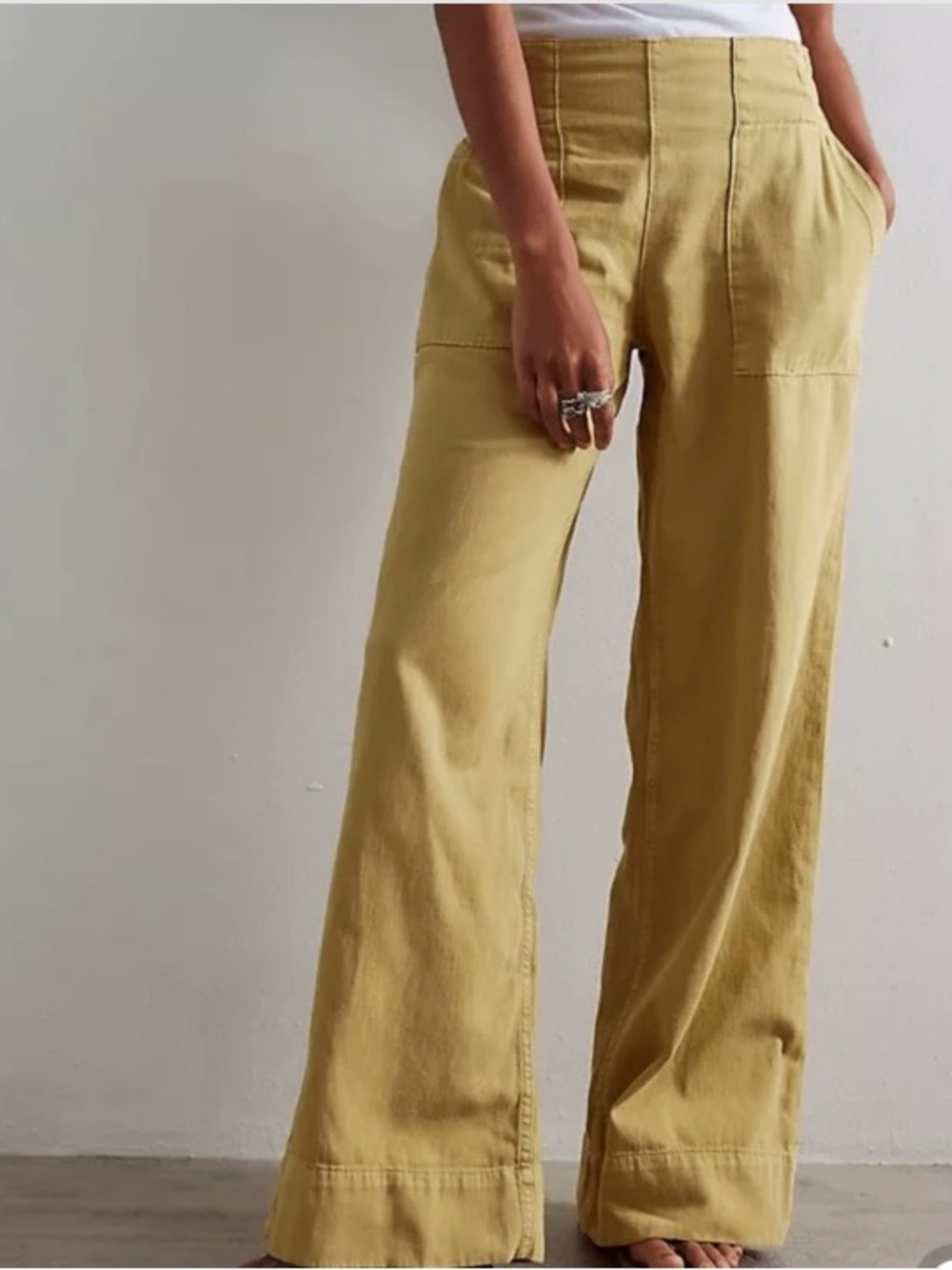 Wide Leg High Waisted Pants in Mustard Yellow, XL, NIB